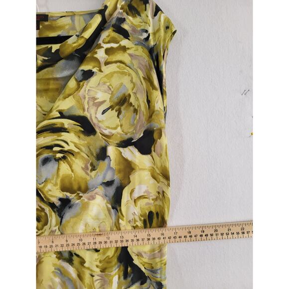 VTG 90s Talbots Collection Silk Watercolor Floral Midi Dress 14 Green Belted Bow - Picture 10 of 12